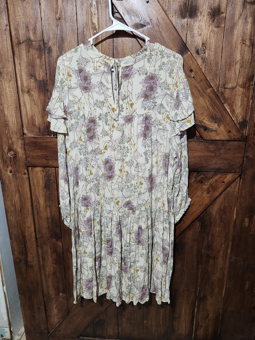 a.n.a Pail Yellow Floral Midi Dress with Purple & Green Print 2x NWT